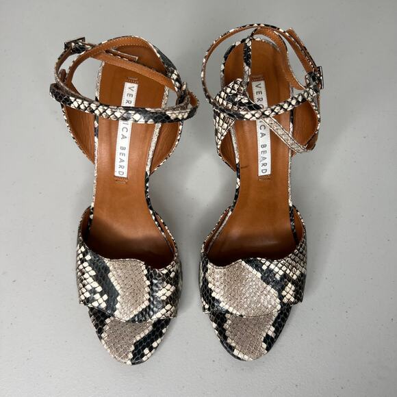 Veronica Beard Suma Snake Sandal Ankle Wrap Heel Size 40/9 - Picture 3 of 10